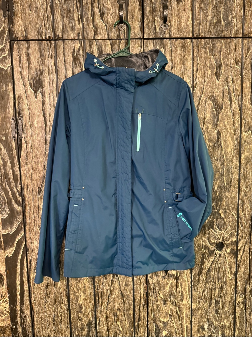 Free Country Women’s Fleece-Lined Hooded Jacket, Navy Blue, Medium